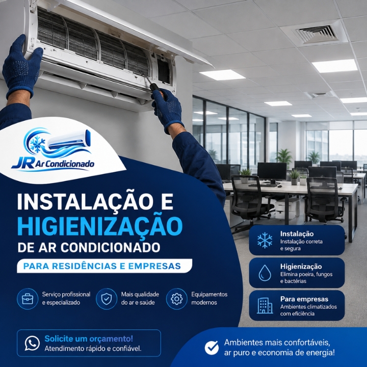 Instalação e higienização de ar condicionado para empresas em Campo Grande